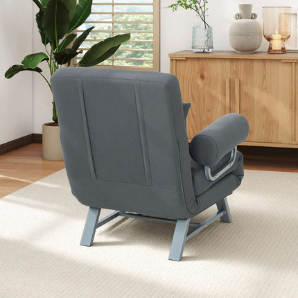 Sleeper Chair Convertible to Guest Bed, 5-Position Backrest, Dark Grey