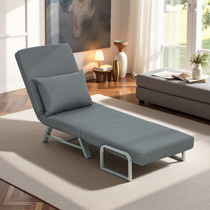 Sleeper Chair Convertible to Guest Bed, 5-Position Backrest, Dark Grey