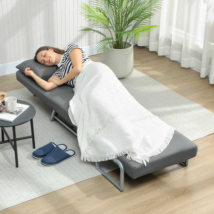 Sleeper Chair Convertible to Guest Bed, 5-Position Backrest, Dark Grey