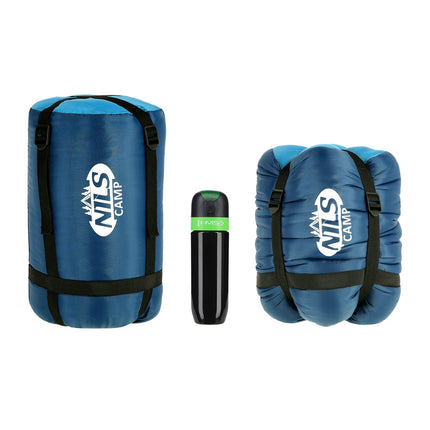 Sac de dormit, gri-albastru, ușor, compact