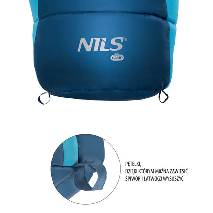 Sac de dormit, gri-albastru, ușor, compact