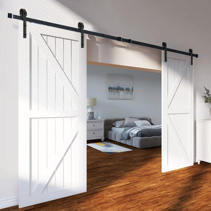Sliding Barn Door Hardware Kit, 8ft Double Door, 330lb