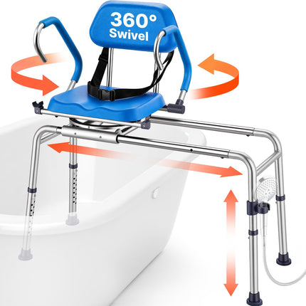 Sliding Shower Chair, 330 lb Swivel Tub Transfer Bench