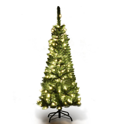 Brad de Crăciun artificial subțire de 135 cm cu lumini LED