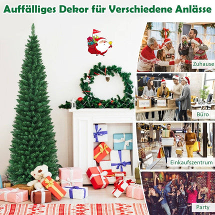 Slim 210 cm Artificial Christmas Tree, PVC, Green