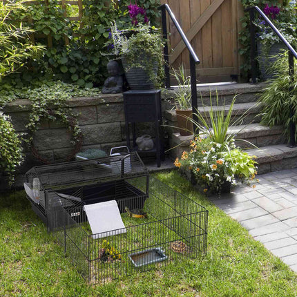 Cușcă pentru animale mici Cușcă pentru rozătoare pentru cobai cu grădină și balcon, metal, 88X128.5X56Cm