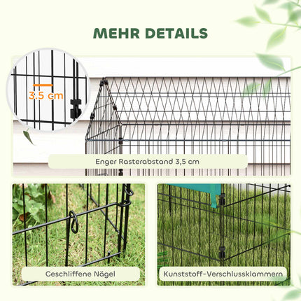Small Animal Run with Roof and 4 Doors, 185 x 75 x 75 cm, Black/Green