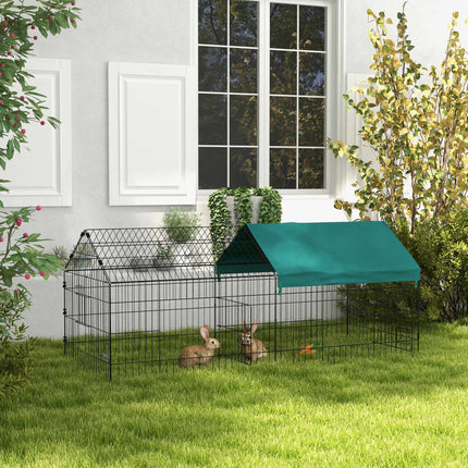 Small Animal Run with Roof and 4 Doors, 185 x 75 x 75 cm, Black/Green