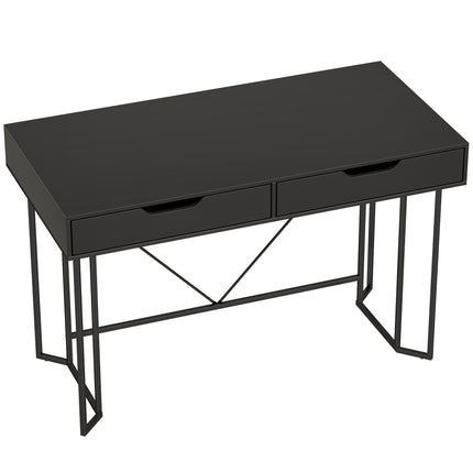 Birou mic de calculator negru cu sertare, 120 cm