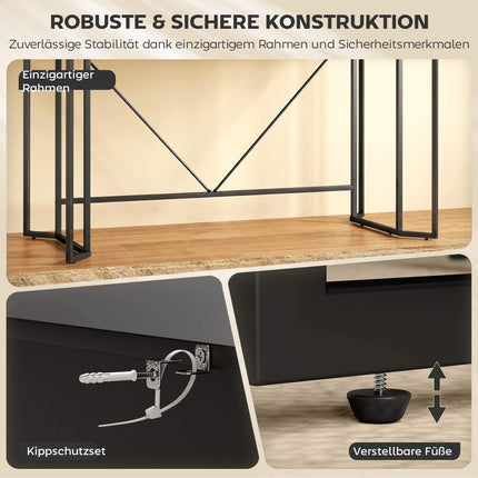 Birou mic de calculator negru cu sertare, 120 cm