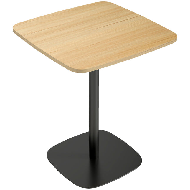 Masă mică de sufragerie, pătrată 60 cm, blat MDF, bază din oțel