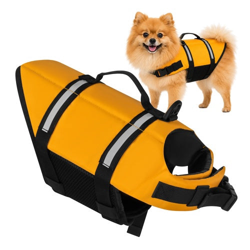 Vestă de salvare pentru câini mici, reflectorizantă, 4-7 kg, galbenă