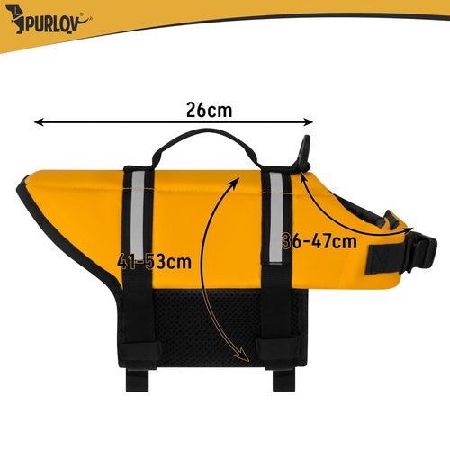Vestă de salvare pentru câini mici, reflectorizantă, 4-7 kg, galbenă