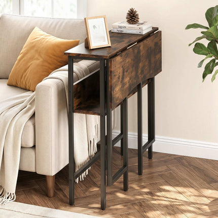 Birou pliabil mic cu raft de depozitare – Maro rustic