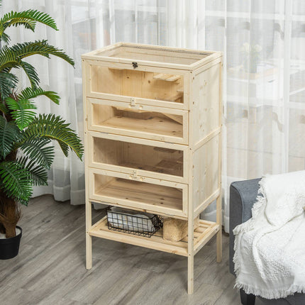 Small animal cage with mesh roof; 5-level Wood Hutch
