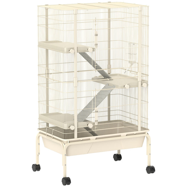 Cusca animale mici, cusca rozatoare, cusca dihor cu 3 rampe, cusca soricel cu tava extensibila, bol pentru mancare, sticla cu apa, cusca cu accesorii pentru chinchilla, veverita, hamster pitic bej |