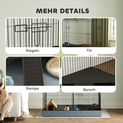 Small animal house with ramp and removable cover