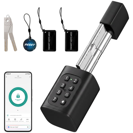 Smart Door Cylinder 5-in-1 with Fingerprint and App Unlock, NFC Card, Black