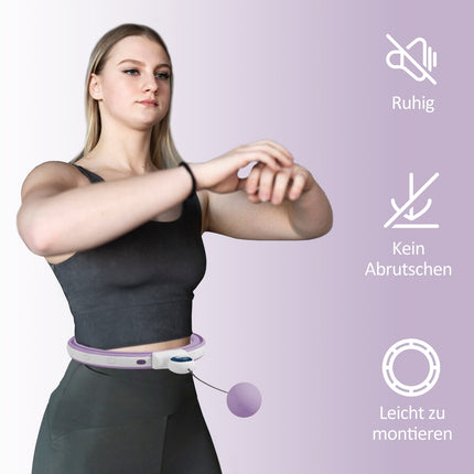 Hula Hoop inteligent pentru adulți cu contor de bile 16 noduri (76-113 cm) Echipament de fitness reglabil pentru slăbire liniștit Infinity Hula Hoop pentru pierderea în greutate, fitness violet |