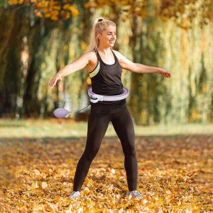 Hula Hoop inteligent pentru adulți cu contor de bile 16 noduri (76-113 cm) Echipament de fitness reglabil pentru slăbire liniștit Infinity Hula Hoop pentru pierderea în greutate, fitness violet |