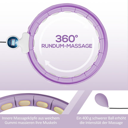 Hula Hoop inteligent pentru adulți cu contor de bile 16 noduri (76-113 cm) Echipament de fitness reglabil pentru slăbire liniștit Infinity Hula Hoop pentru pierderea în greutate, fitness violet |