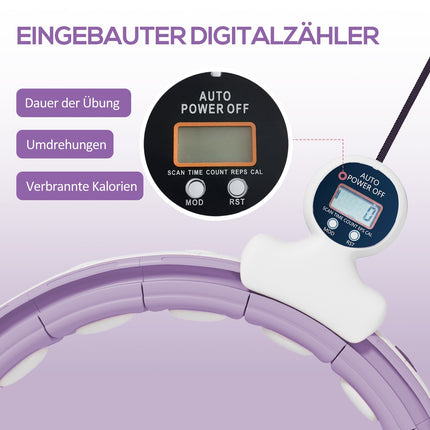 Hula Hoop inteligent pentru adulți cu contor de bile 16 noduri (76-113 cm) Echipament de fitness reglabil pentru slăbire liniștit Infinity Hula Hoop pentru pierderea în greutate, fitness violet |
