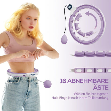 Hula Hoop inteligent pentru adulți cu contor de bile 16 noduri (76-113 cm) Echipament de fitness reglabil pentru slăbire liniștit Infinity Hula Hoop pentru pierderea în greutate, fitness violet |
