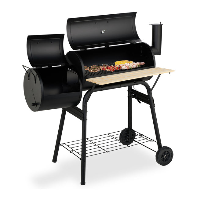 Gratar Smoker cu Capac si Roti - Gratar cu Carbune