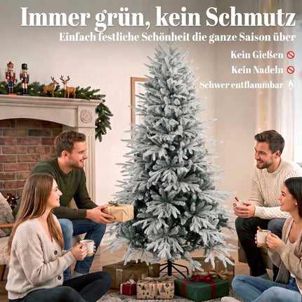 Snow Flocked Artificial Christmas Tree 180 cm with 1920 Tips, Hinged Branches
