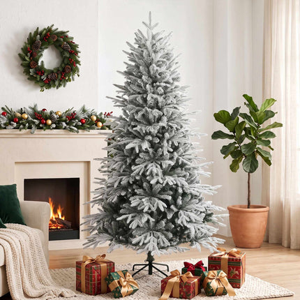 Snow Flocked Artificial Christmas Tree 180 cm with 1920 Tips, Hinged Branches