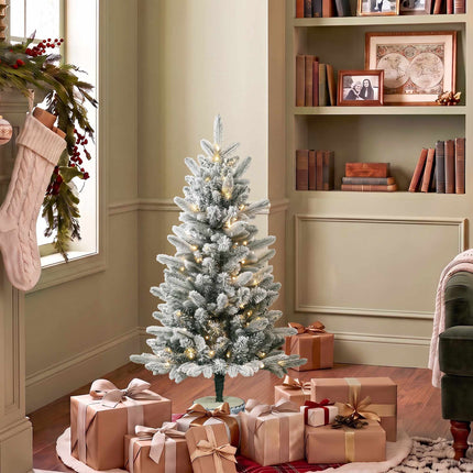 Snow Flocked Christmas Tree 90 cm with 50 Warm White LEDs, Battery Operated