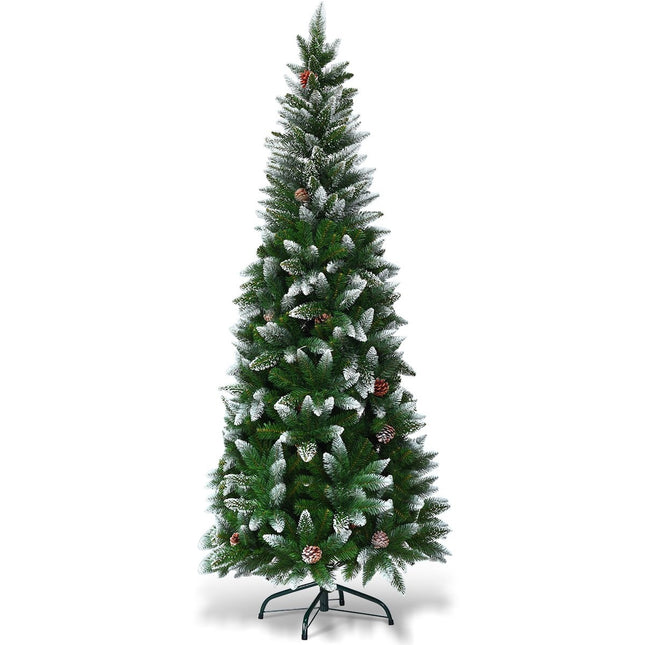 Brad acoperit cu zapada cu suport metalic si 630 varfuri ace PVC 220 cm