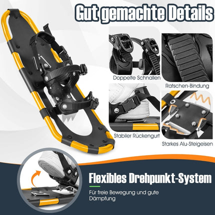 Set rachete de zăpadă cu legături duble cu clichet, 63 cm auriu