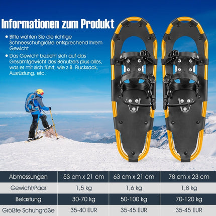 Set rachete de zăpadă cu legături duble cu clichet, 63 cm auriu
