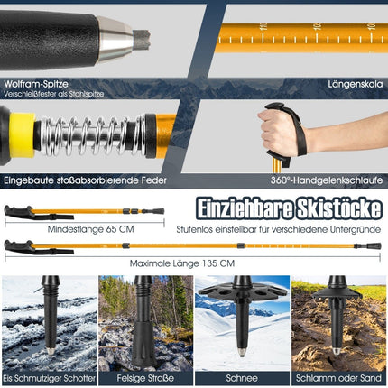 Set rachete de zăpadă cu legături duble cu clichet, 63 cm auriu