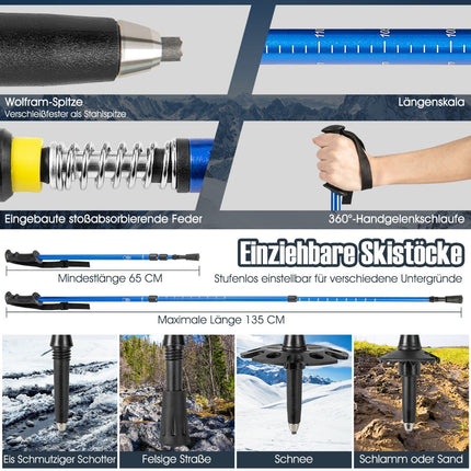 Set de rachete de zăpadă cu legături duble cu clichet, 53 cm, albastru marin