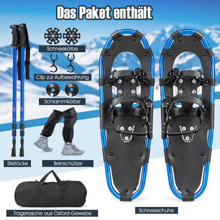 Set de rachete de zăpadă cu legături duble cu clichet, 53 cm, albastru marin