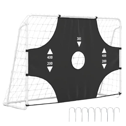 Poartă de fotbal cu perete țintă cu 5 găuri, 215×152 cm