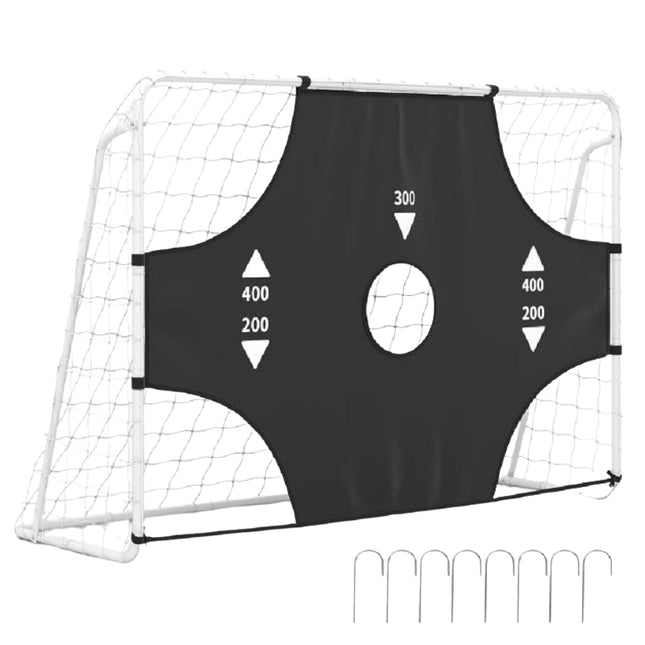 Poartă de fotbal cu perete țintă cu 5 găuri, 215×152 cm