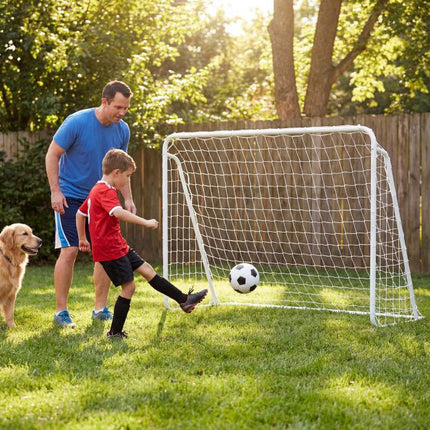 Poartă de fotbal cu perete țintă cu 5 găuri, 215×152 cm