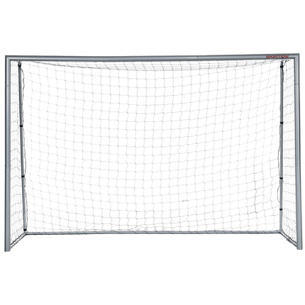 Port de fotbal cu plasă PE Port de fotbal pentru copii și adulți 300 x 120 x 200 cm oțel PE grădină antrenament fotbal gri