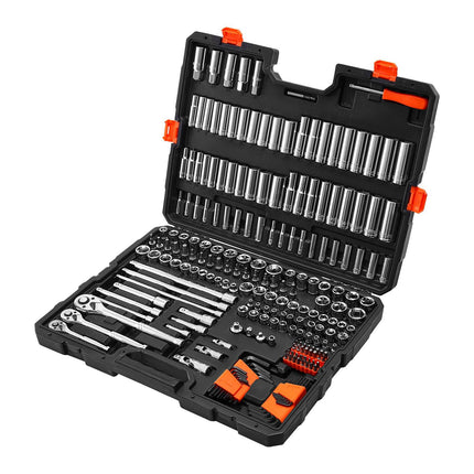 Socket Set, 225-Piece SAE Metric 1/4 3/8 1/2 Drive