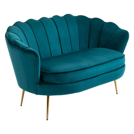 Canapea Canapea 2 locuri cu cotiere Canapea capitonata gros canapea dubla moderna cu aspect catifea pentru living dormitor 130 x 77 x 77 cm verde inchis Aosom