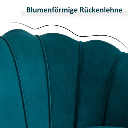 Canapea Canapea 2 locuri cu cotiere Canapea capitonata gros canapea dubla moderna cu aspect catifea pentru living dormitor 130 x 77 x 77 cm verde inchis Aosom