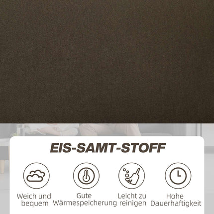 2-seater modern brown sofa with storage and velvet look