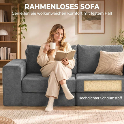 Sofa Bed 4-in-1 for 2 People, Foldable Sleeper Sofa, Grey, Back Cushions