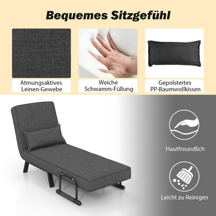 Canapea Extensibila Plianta Reglabila Canapea Extensibila cu spatar Gri Inchis