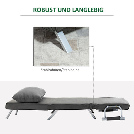 Gray faux leather sofa bed - 3-in-1 guest bed, chaise longue