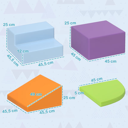 Blocuri de construcție moi Set de 4 Blocuri de construcție din spumă Blocuri de construcție gigantice Jucării de construcție pentru copii 1-3 ani, piele artificială și EPE