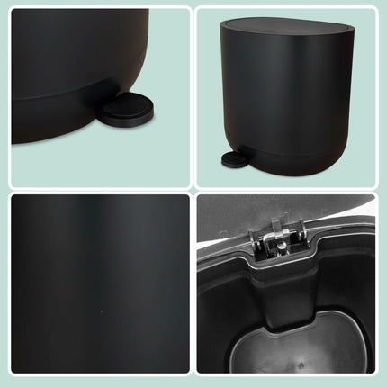 Coș de gunoi cu pedală de baie cu închidere silențioasă, 7 l, plastic